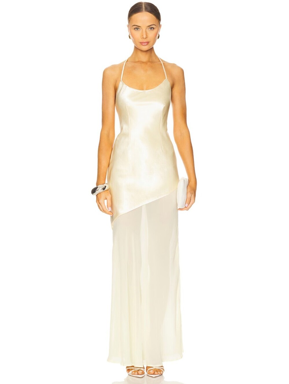 Runaway The Label Samani Maxi Dress Lemon Satin Open Back XS Formal Gown NWT